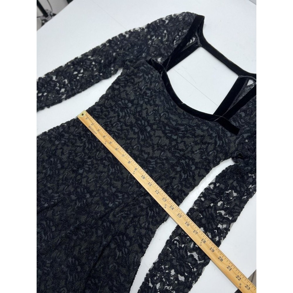 Free People Mini Dress L Black Lace Flirt For You Long Sleeve Cut Out Back - Picture 6 of 10